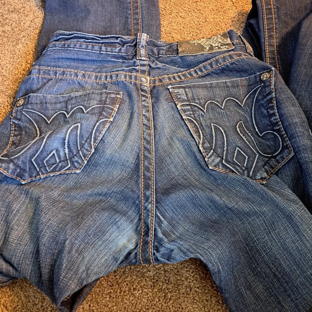 Mek Denim Moscow Slim Boot Distressed Jeans W/ Embroidered Pockets&Button Fly - Picture 13 of 13